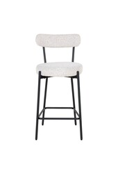 Badalona Counter Chair - Tabouret de bar, bouclé blanc avec pieds noirs, HN1270