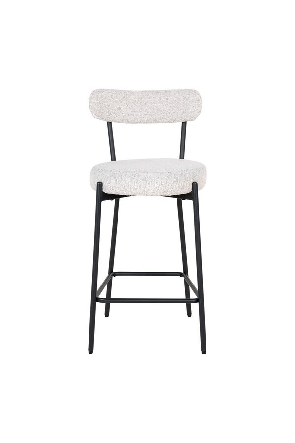 Badalona Counter Chair - Tabouret de bar, bouclé blanc avec pieds noirs, HN1270