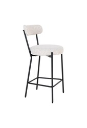 Badalona Counter Chair - Tabouret de bar, bouclé blanc avec pieds noirs, HN1270