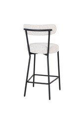 Badalona Counter Chair - Tabouret de bar, bouclé blanc avec pieds noirs, HN1270