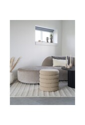 Pouf Brooklyn - Pouf avec rangement, bouclé, beige, Ø44x44 cm
