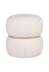 Milford Pouf - Pouf en bouclé, blanc, Ø38x41 cm
