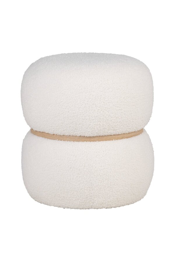 Milford Pouf - Pouf en bouclé, blanc, Ø38x41 cm