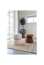 Milford Pouf - Pouf en bouclé, blanc, Ø38x41 cm