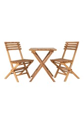 Ensemble de café Cuenca - Ensemble de café, 2 chaises et 1 table, bois de teck, naturel
