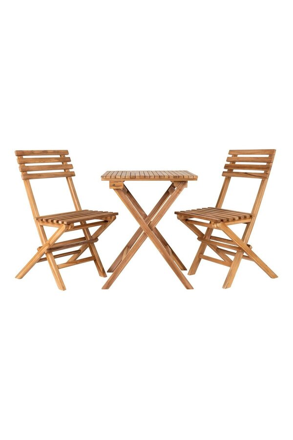 Cuenca Caféset - Caféset, 2 stoelen en 1 tafel, teakhout, naturel