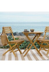 Ensemble de café Cuenca - Ensemble de café, 2 chaises et 1 table, bois de teck, naturel