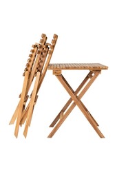 Ensemble de café Cuenca - Ensemble de café, 2 chaises et 1 table, bois de teck, naturel