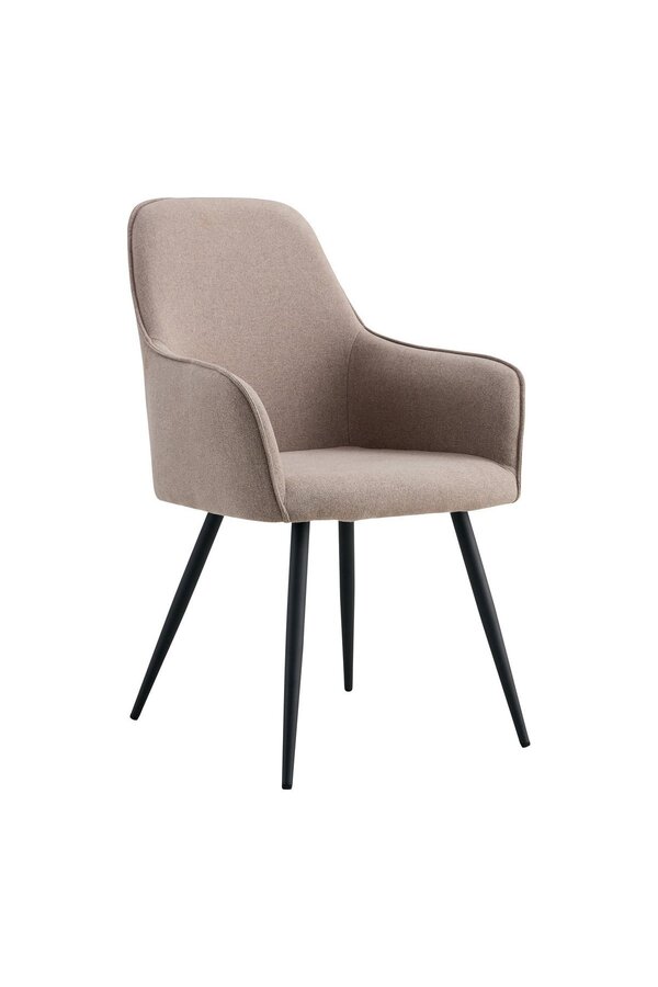 Harbo Dining Chair - Eetkamerstoel, steen met zwarte poten, HN1231 - Set van 2