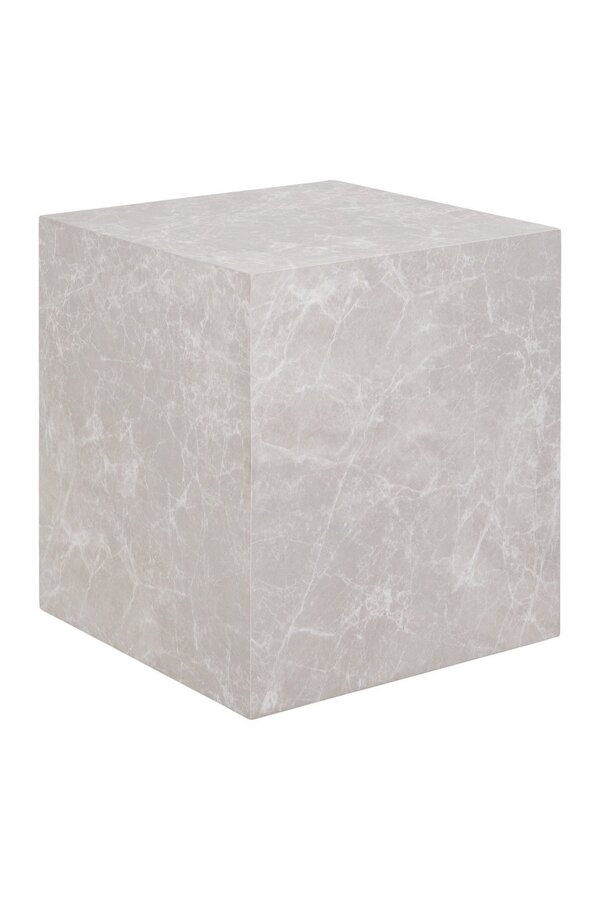 Prague Side Table - Table d'appoint, aspect marbre, beige 40x40x45 cm