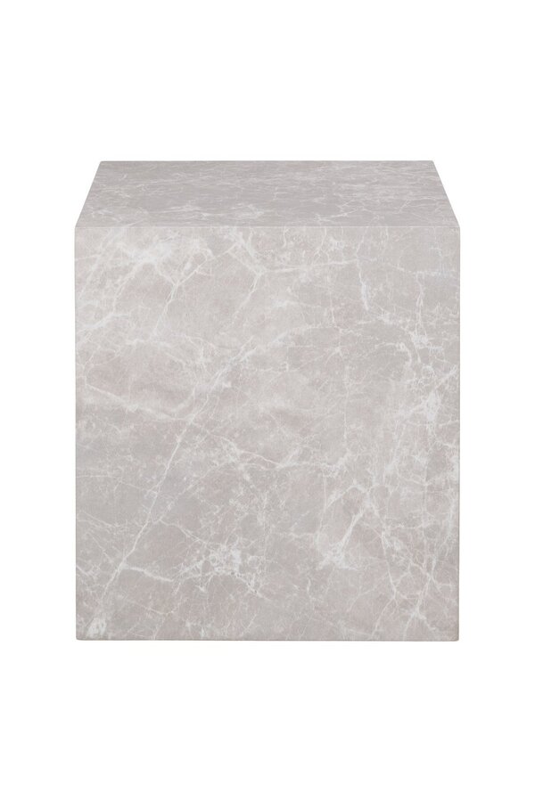 Prague Side Table - Table d'appoint, aspect marbre, beige 40x40x45 cm