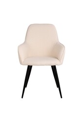 Harbo Dining Chair - Chaise de salle à manger en bouclé, blanc avec pieds noirs, HN1232