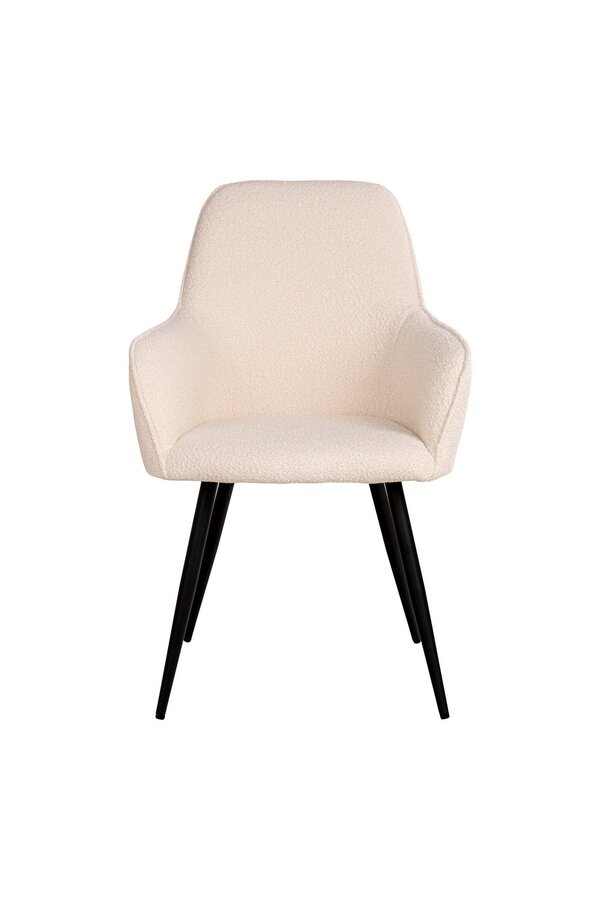 Harbo Dining Chair - Chaise de salle à manger en bouclé, blanc avec pieds noirs, HN1232