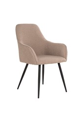 Harbo Dining Chair - Chaise de salle à manger en bouclé, beige avec pieds noirs, HN1233 - Lot de 2
