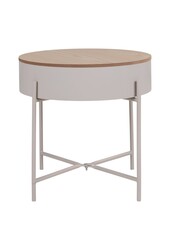 Sisco Side Table - Bijzettafel in beige-lichtgrijs gepoedercoat staal, Ø40x40 cm