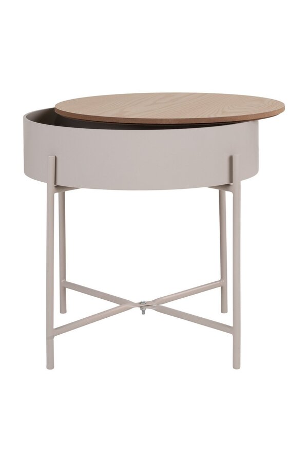 Sisco Side Table - Bijzettafel in beige-lichtgrijs gepoedercoat staal, Ø40x40 cm