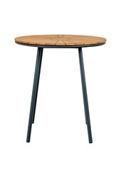 Table de café Cleveland - Table de café, plateau en teck, naturel, pieds noirs, ø70x74 cm