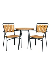 Table de café Cleveland - Table de café, plateau en teck, naturel, pieds noirs, ø70x74 cm