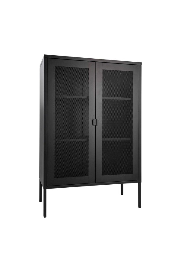 Vitrine Melbourne - Vitrine en noir avec porte en maille