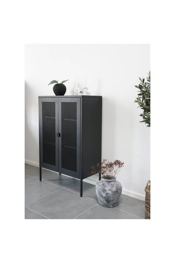 Vitrine Melbourne - Vitrine en noir avec porte en maille