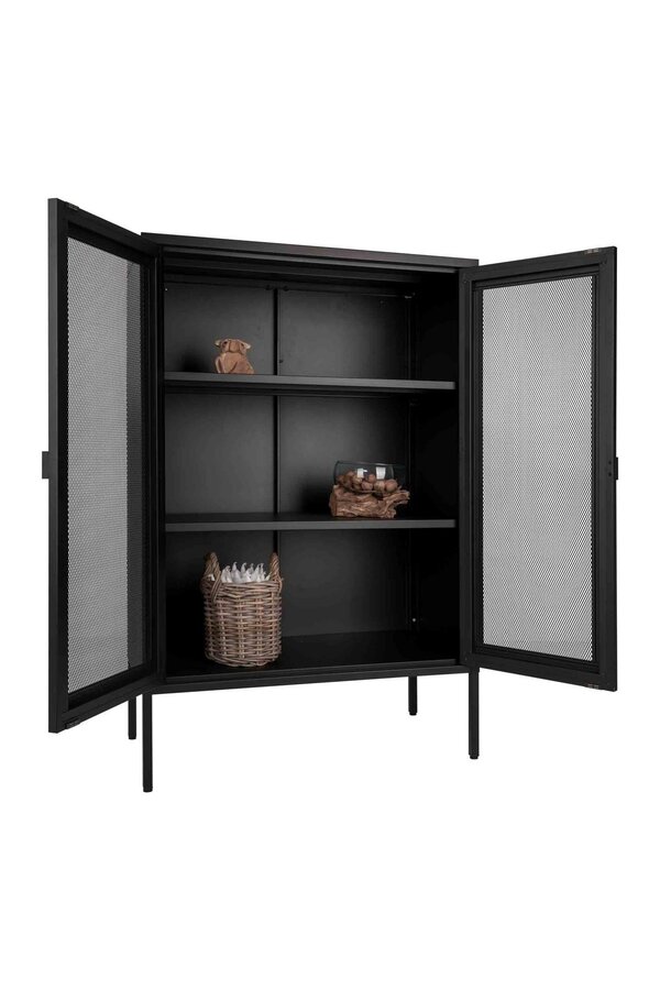 Vitrine Melbourne - Vitrine en noir avec porte en maille
