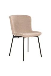 Maceda Dining Chair - Chaise de salle à manger en bouclé, beige avec pieds noirs - Lot de 2
