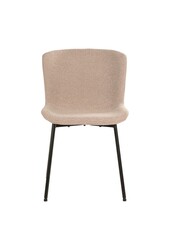 Maceda Dining Chair - Eetkamerstoel in bouclé, beige met zwarte poten - Set van 2