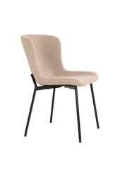 Maceda Dining Chair - Chaise de salle à manger en bouclé, beige avec pieds noirs - Lot de 2
