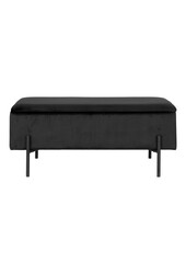 Watford Banc - Velours noir, 36,5x95x46 cm
