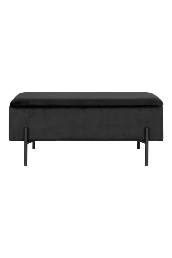 Watford Banc - Velours noir, 36,5x95x46 cm