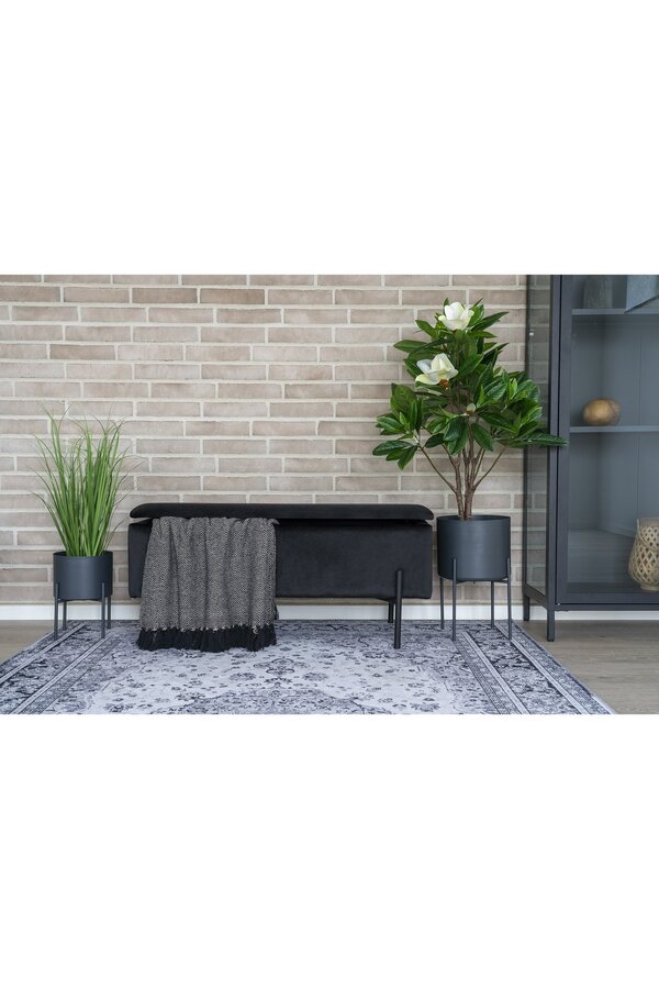 Watford Banc - Velours noir, 36,5x95x46 cm