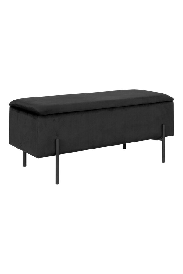 Watford Banc - Velours noir, 36,5x95x46 cm