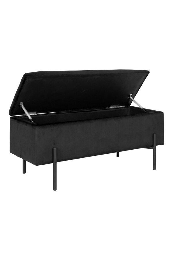 Watford Banc - Velours noir, 36,5x95x46 cm