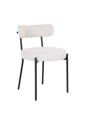 Chaise de salle à manger Badalona - Chaise de salle à manger, bouclé blanc avec pieds noirs, HN1270 - lot de 2