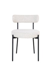 Chaise de salle à manger Badalona - Chaise de salle à manger, bouclé blanc avec pieds noirs, HN1270 - lot de 2