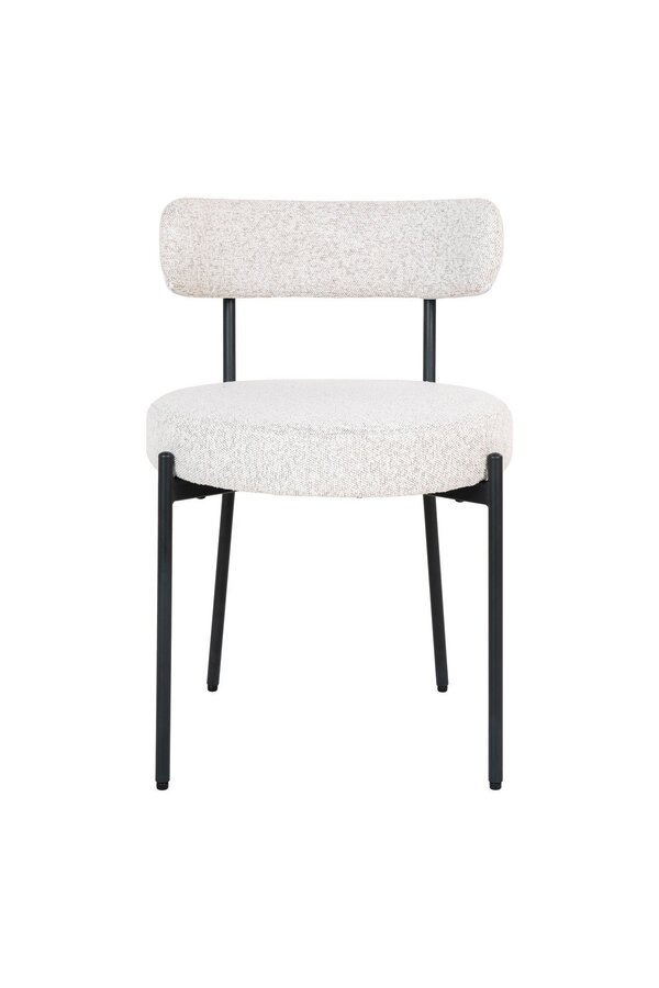 Chaise de salle à manger Badalona - Chaise de salle à manger, bouclé blanc avec pieds noirs, HN1270 - lot de 2