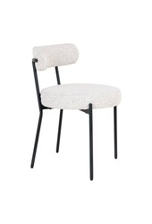 Badalona Dining Chair - Eetkamerstoel, wit bouclé met zwarte poten, HN1270 - set van 2