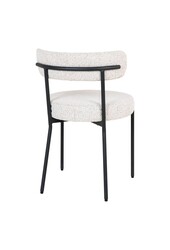 Badalona Dining Chair - Eetkamerstoel, wit bouclé met zwarte poten, HN1270 - set van 2