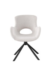 Amorim Dining Chair - Chaise de salle à manger, en bouclé blanc cassé avec bouton rotatif - Lot de 2