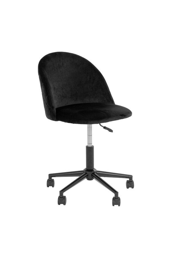 Geneve Office Chair - Chaise de bureau en velours, noir avec pieds noirs, HN1207
