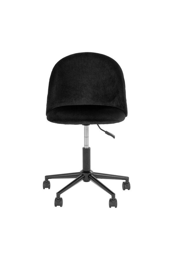 Geneve Office Chair - Chaise de bureau en velours, noir avec pieds noirs, HN1207