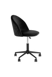 Geneve Office Chair - Chaise de bureau en velours, noir avec pieds noirs, HN1207