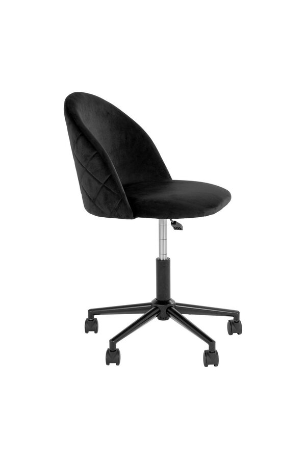 Geneve Office Chair - Chaise de bureau en velours, noir avec pieds noirs, HN1207