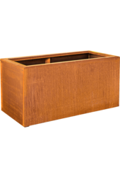 Dessus de jardinière rectangulaire en acier Corten avec pieds bas