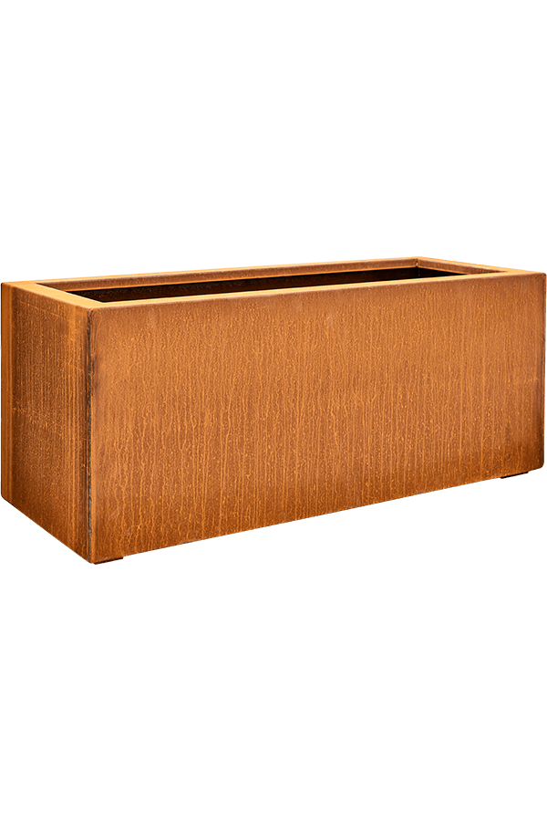 Dessus rectangulaire en acier Corten avec pieds bas