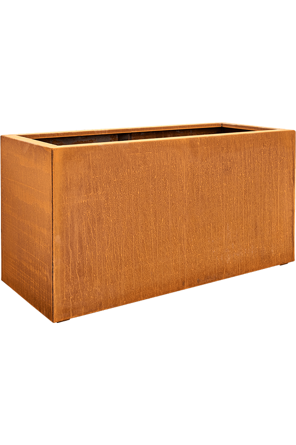 Dessus rectangulaire en acier Corten avec pieds bas