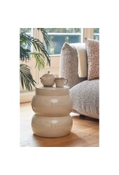 Vendi Table d'appoint - H40 x Ø35 cm - Céramique - Crème