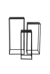 Quinty Bijzettafel - Set van 3 - L30 x B30 x H70 cm - Metaal - Zwart