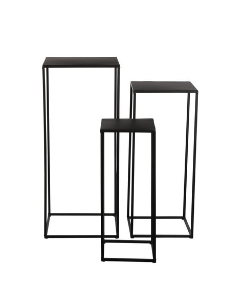Mica Decorations Quinty Bijzettafel - Set van 3 - L30 x B30 x H70 cm - Metaal - Zwart
