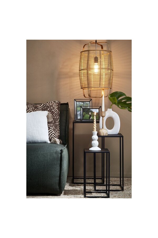 Quinty Bijzettafel - Set van 3 - L30 x B30 x H70 cm - Metaal - Zwart